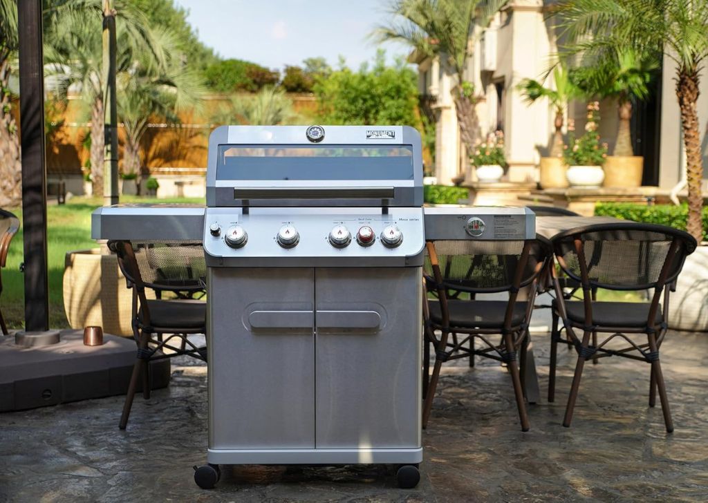Monument Grills Review Mesa 415BZ compact four-burner stainless steel gas grill